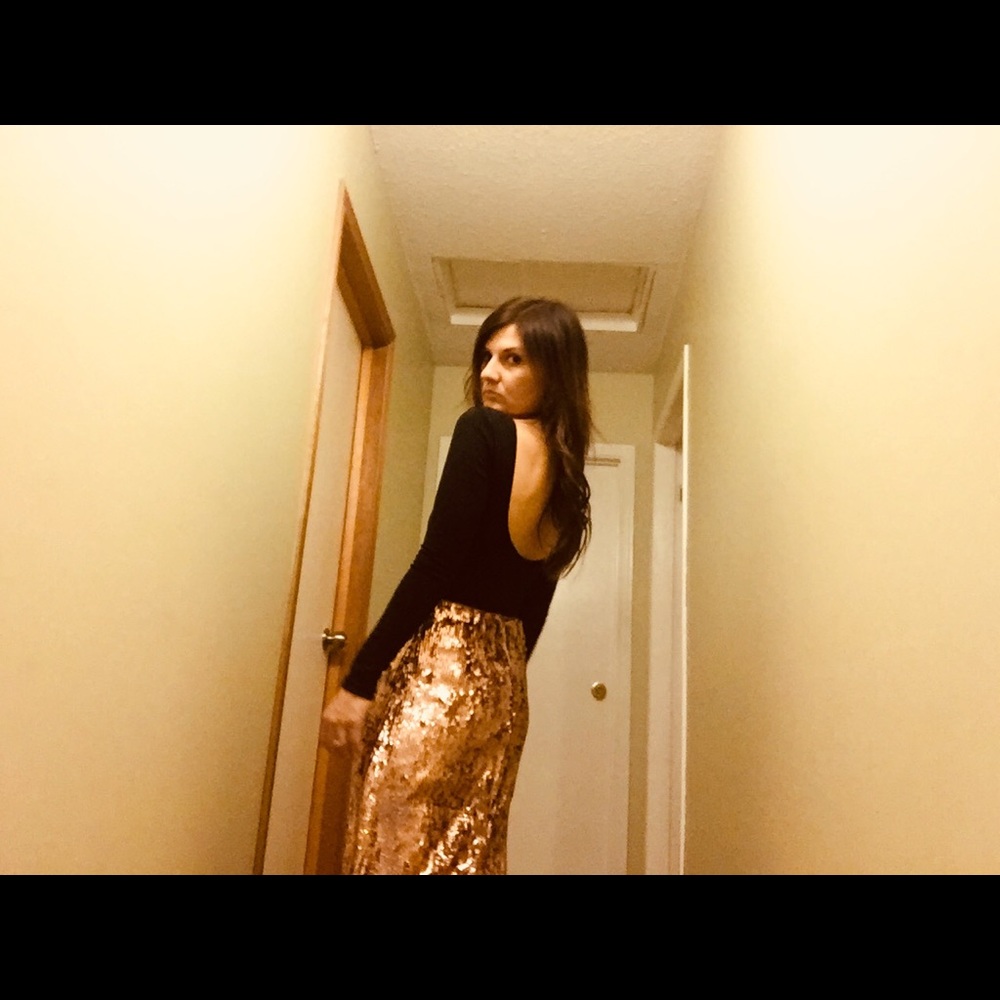 COPY - J Crew Rose Gold sequin skirt